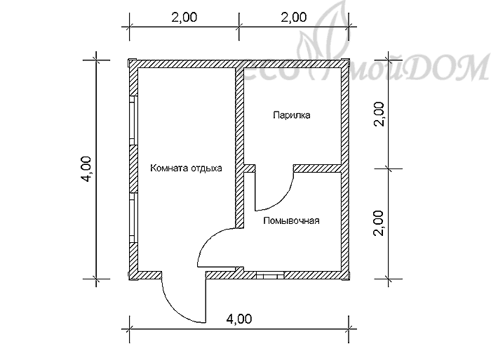 план бани по проекту 244-06, первый этаж